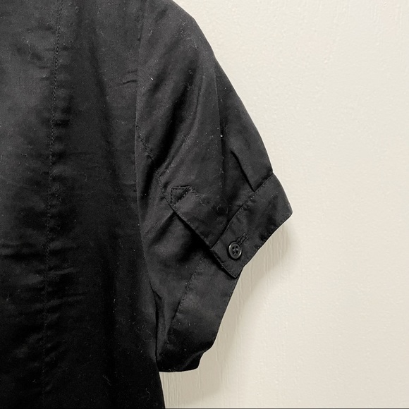 CLUB MONACO Black Short Sleeve Shirt 100% Cotton Dress with Belt - Picture 6 of 9